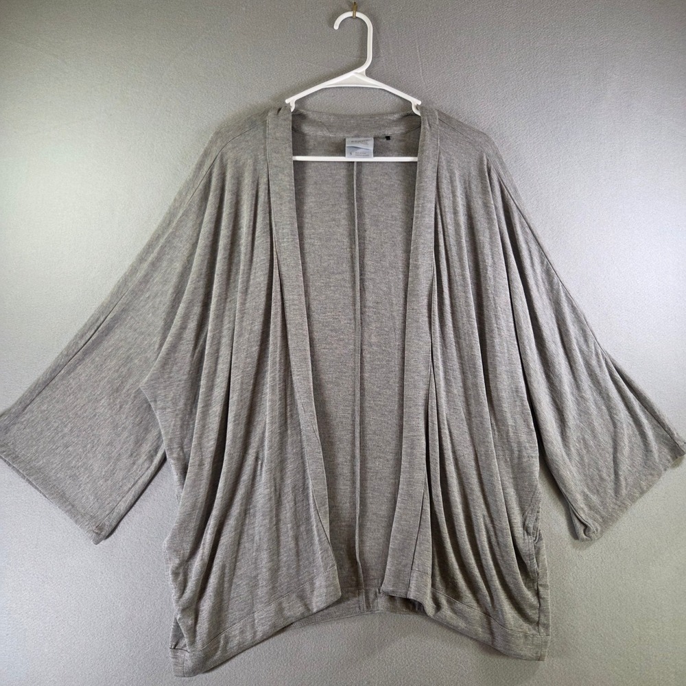 Prana Seabrook Wrap Grey Tencel Modal Open Front Kimono Sleeve Cardigan Yoga S